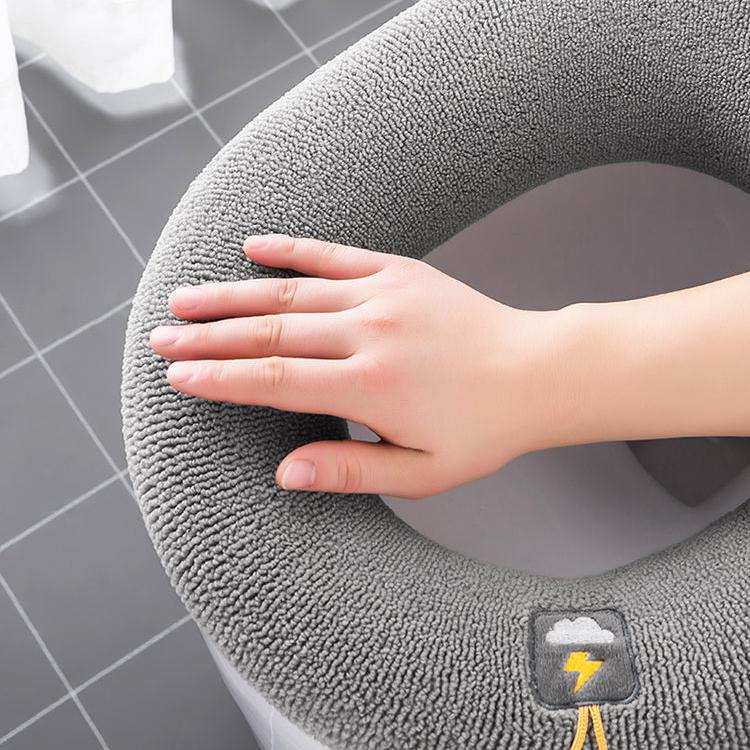 Warm Toilet Seat Cover Universal Toilet Seat Cushion Washable Pink Cute Toilet Seat Mat with Handle Bathroom Lavatory Cover Elongated Elastic Pad