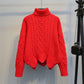 Autumn Winter Loose Turtleneck Pullover Sweater for Female Students Short Thick Thick Coarse Wool Knitted Jumper Coat Outwear