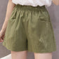 Plain Elastic Waistband Casual Shorts with Pocket Summer Loose Comfy A-line Mid Pants Ladies