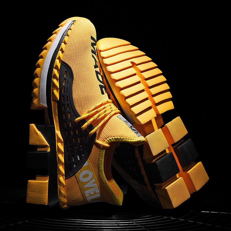 Non-slip Breathable Flying Woven Coconut Sneakers, Square Bottom Fashion Youth Casual Men's Shoes 36-44