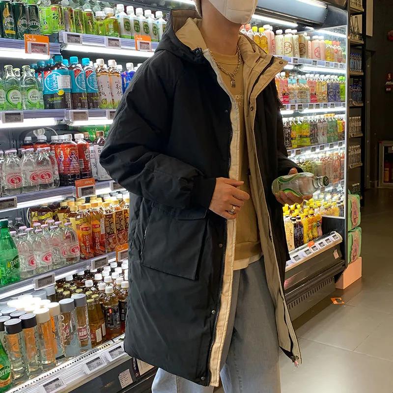 Youth White Duck Down Jacket Winter Men's Mid-length Thick Warmth 2021 New Winter Coat