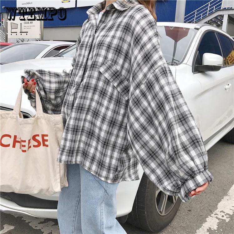Plus Size Blouse Shirt Fashion Women Tops and Blouses  Long Sleeve Female Shirt Striped Plaid