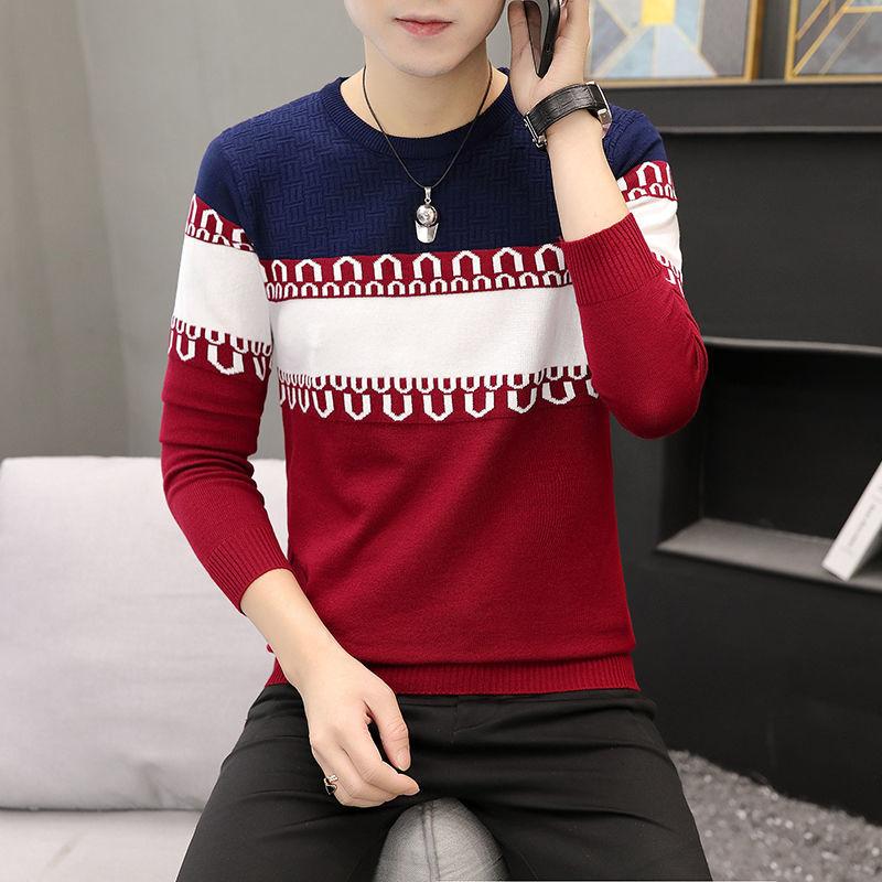 Men's Round Neck Sweater Comfortable Loose Winter Knitwear Warm Top