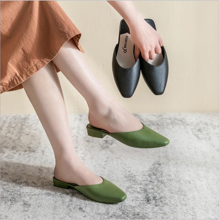 WTEMPO Slippers sandals Women Wrap toe Low-heeled Kick Lazy Flip Flop Beach Bedroom Home Go Out