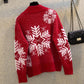Autumn and Winter Sweater Set Women Snowflake Print Sweater and Mohair Bodycon Skirt Two-piece Set Ladies Christmas Sweater Set