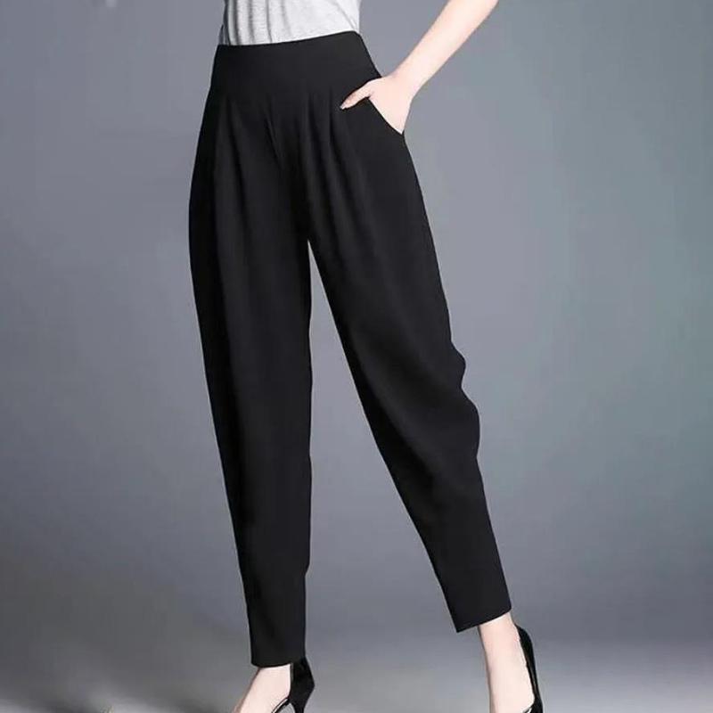 Ladies Black Wide Leg Pants Spring and Summer All-match Loose and Thin Large Size Fat Casual Pants