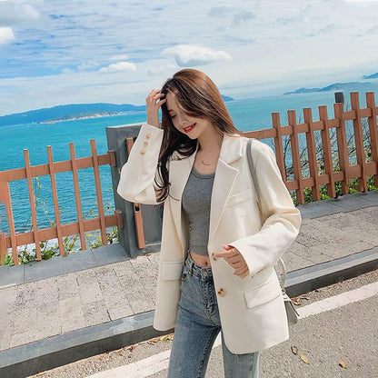 Spring and Autumn Small Suit Loose Casual All-match Slim Suit Jacket Women