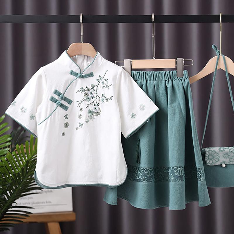 Girl's Hanfu Suit Summer Chinese Style Ancient Costume Children's Super Fairy Skir Improved Tang Suit Chinese Elements Clothes