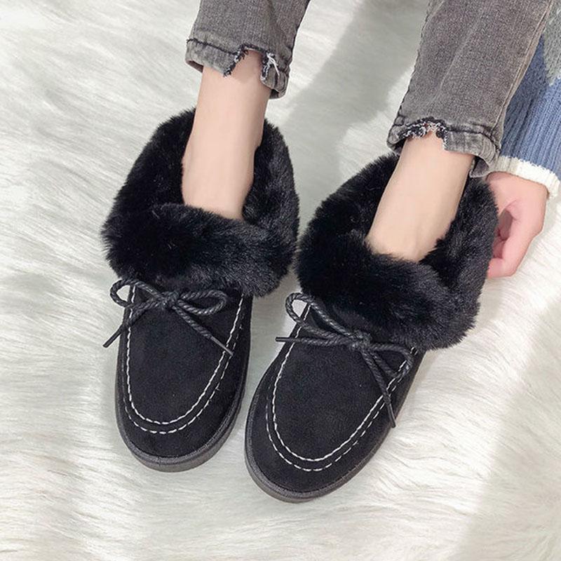 Fashion Short-Tube Snow Boots Women's Shoes Booties Bow Non-Slip Wear-Resistant Plus Velvet Thickening Winter Warm