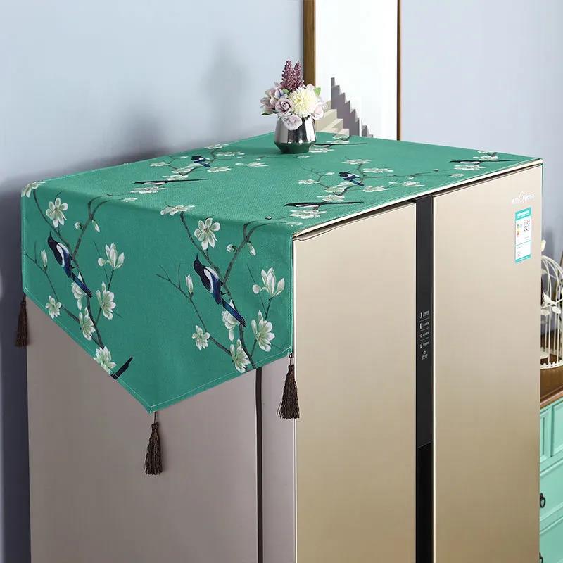 Double Door Refrigerator Cover Cloth Washing Machine Cover Simple Modern Refrigerator Towel Universal Household Storage Towel