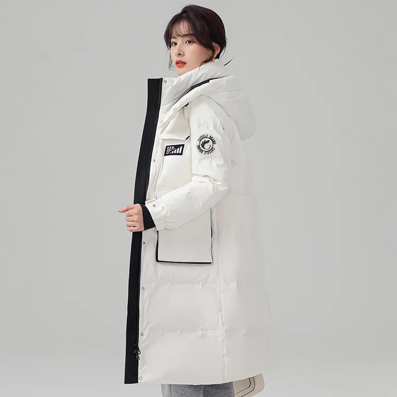 Down Jacket Women's Short Tooling White Duck Down Hooded Warm Pie To Overcome Winter Coat Mid-length Windproof Outdoor Sportswear