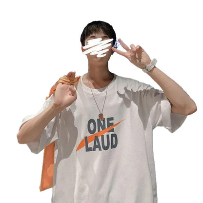 Summer Solid Color Short-sleeved T-shirt Men's Tide Brand Pure Cotton Half-sleeved Loose T-shirt All-match Boy Clothes