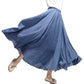 Women Large Size Cotton and Linen Skirt with Elastic Waist and Linen A-line Skirt with Long Solid Color Ethnic Style
