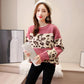 Leopard Print Casual Round Neck Pullover Sweater Women's Outer Wear Autumn  Winter Loose Knit Bottoming Shirt Thick