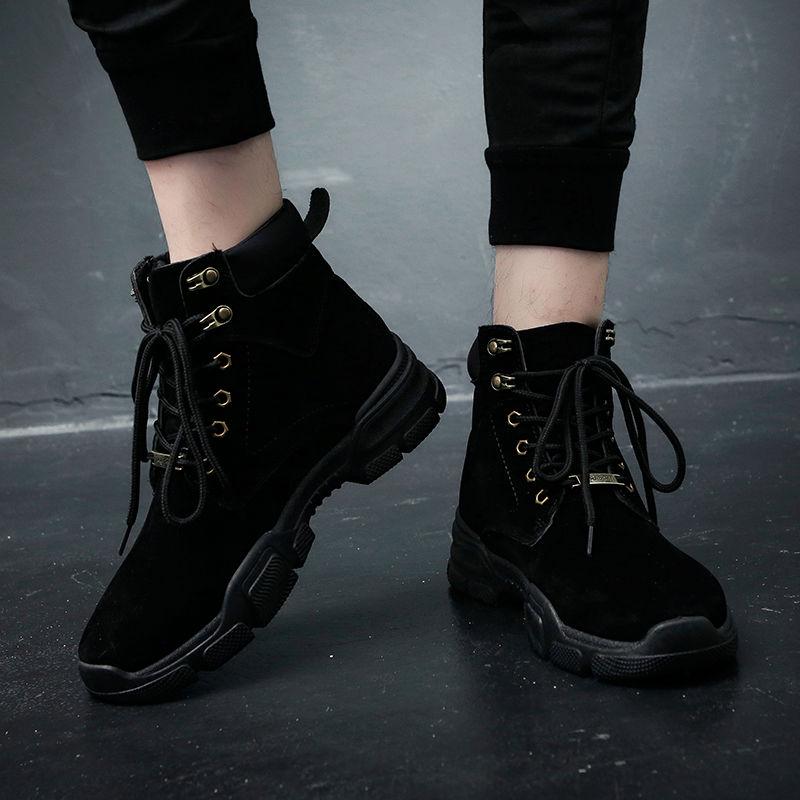 Autumn and Winter Men's Martin Boots Warm Working Boots Lace Up Men's Combat Boots High Top Shoes