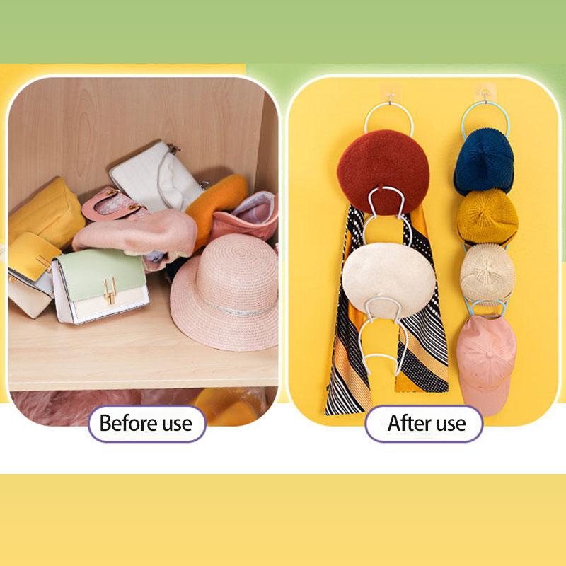 5PCS Household Coat Rack Free Punching Bedroom Hanging Hat Storage Rack Behind The Door Wall-mounted Hat Rack Bathroom Towel Rack Household Hat Rack