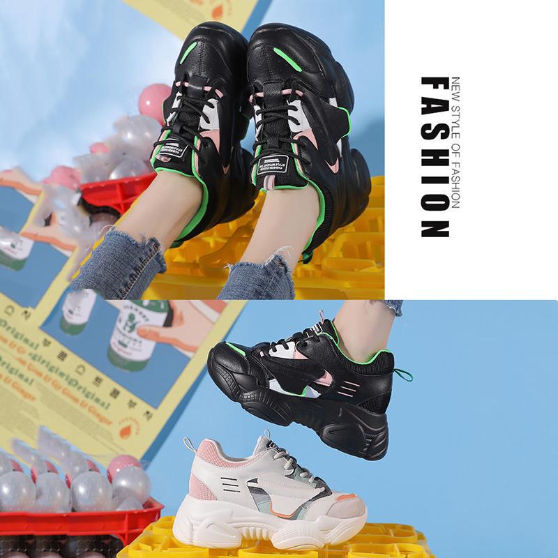 Thick-soled Heightened Travel Running Shoes Casual Student Breathable Sneakers All-match Comfortable Women Walking Sneakers
