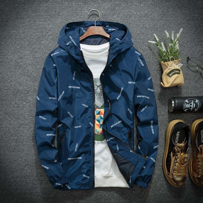 Men's Plus Size Jacket Men's Casual Loose Windbreaker Thin Coat