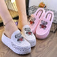 Hollow Slippers Female Summer Wear Hollow Sponge Cake Thick Bottom Net Red No Heel Casual Lazy Half Slippers Light and Comfortable