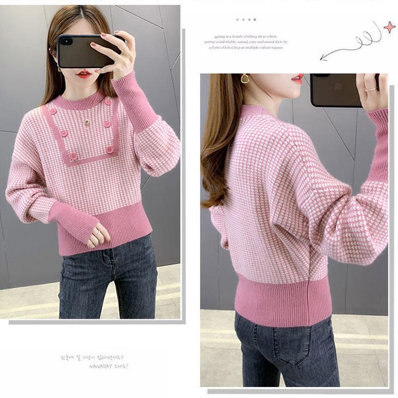 Temperament Ladies Fan Base Shirt Women's Round Neck High Waist Slim Knit Sweater Short Short Sweater Warm and Comfortable