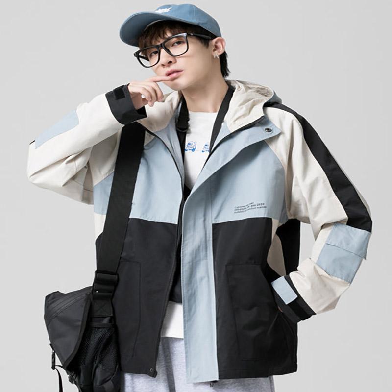 Men's and Women's Tooling Jackets Color Matching Casual Loose Jacket Hooded Jacket Tide Brand Lovers