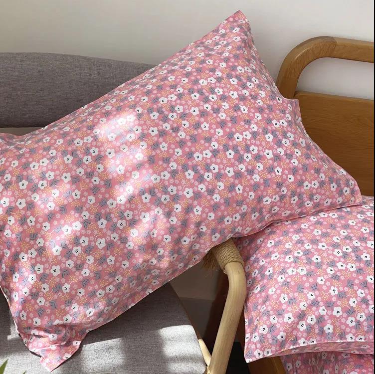 Two-pack of Twill Cotton Pillowcase Pastoral Style Floral Pillow Core Set Double Bed Bedding Set