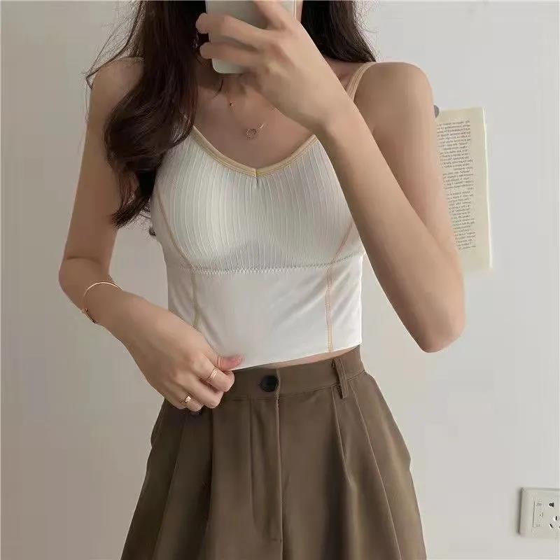 Korean Version of The Retro Contrast Color Girl No Steel Ring Small Chest Gathered Tube Top Bottoming Beautiful Back Vest-style Underwear Women's Bra