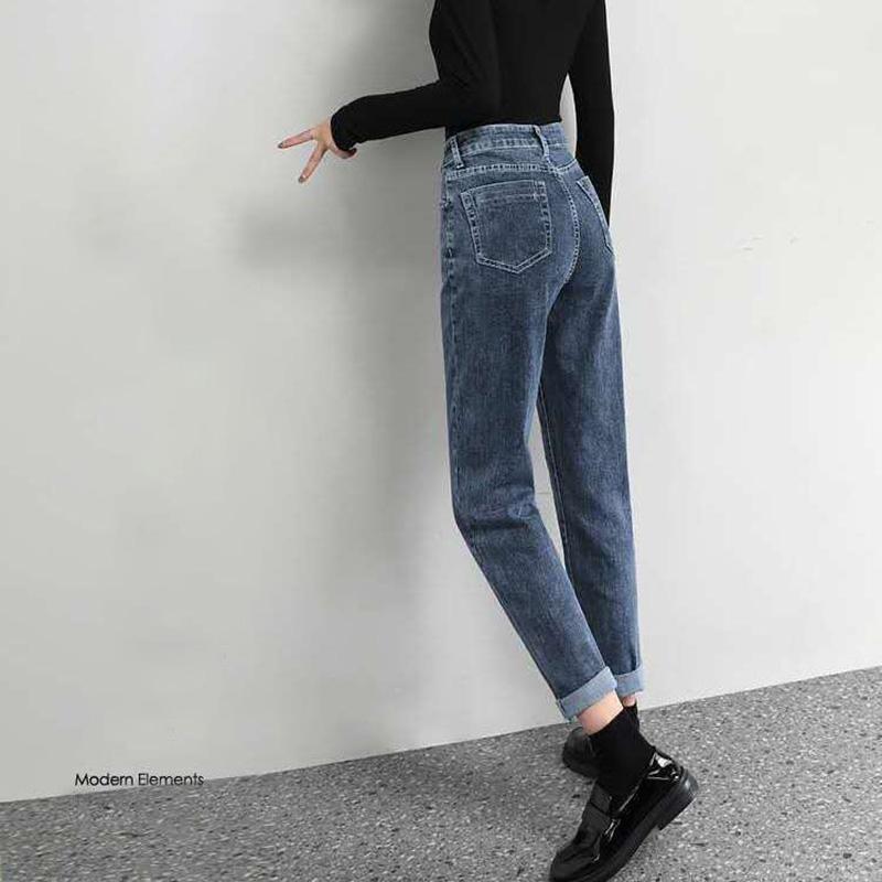 WTEMPO Jeans Women's High Waist Loose and Thin Stretch Straight Harem Cropped Trousers