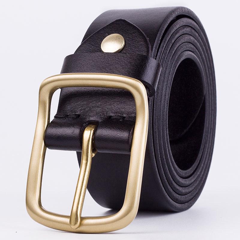 Genuine Leather Belt Men's Leather Casual Belt Waist Strap Alloy Pin Buckle Belt