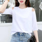 Lady  Summer  Concise  Sweet Style Round-Neck Flower Sleeve Pure Color Fashion Casual Loose T-shirt