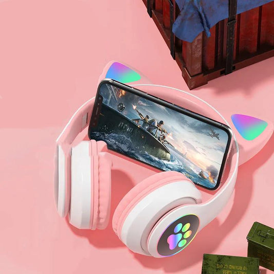 Cat Ear Headset 5.0 Bluetooth Headset Heavy Bass Mobile Game Computer Universal Noise Reduction High Quality Headset