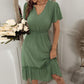 Ladies Solid Color Dress Summer Women's Sexy Vacation Big Skirt V-Neck Lace Long Dress