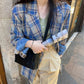 Vintage Loose Women Plaid BlazerAutumn Chic Double Breasted Female Long Sleeve Suit Jackets Stylish Ladies Blazer