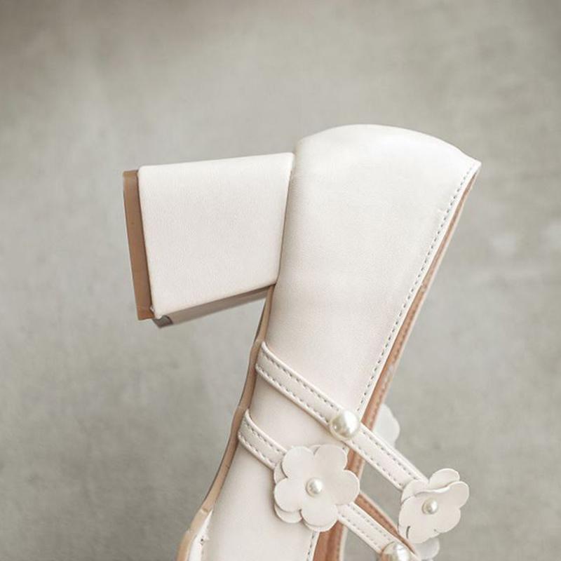French Girl Single Shoes Small High Heels Thick Heels Retro  Gentle Mid-heel All-match