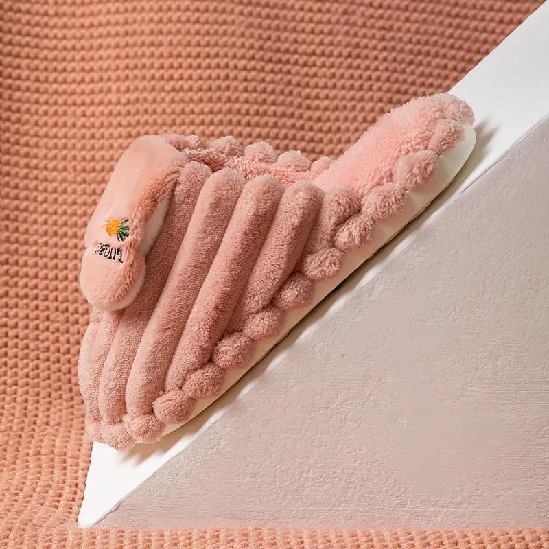 Autumn and Winter Pure Cotton Slippers Indoor Non-slip Soft-soled Shoes Warm Simple Plush Cotton Shoes