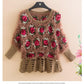 Fall/winter Women Crocheted Knit Jumper Short Pullover Batwing Sweater  Round Neck Mohair Sweater Outwear