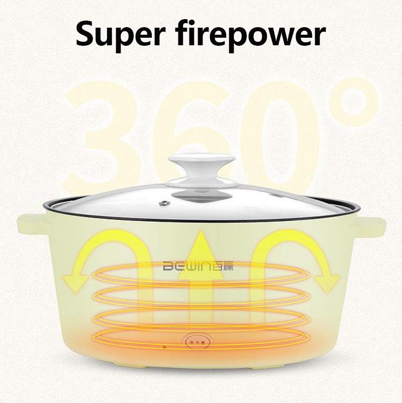 800W Mini Electric Cookware Wok Heat Pot Set Electric Steamer Non-stick Pot Kitchen Supplies for Family
