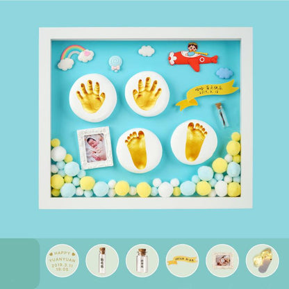 Baby's Hand and Foot Impression Mud Fetal Hair Souvenir Photo Frame Newborn Baby's Hand and Foot Impression Permanent Full Moon Hundred Day Gift
