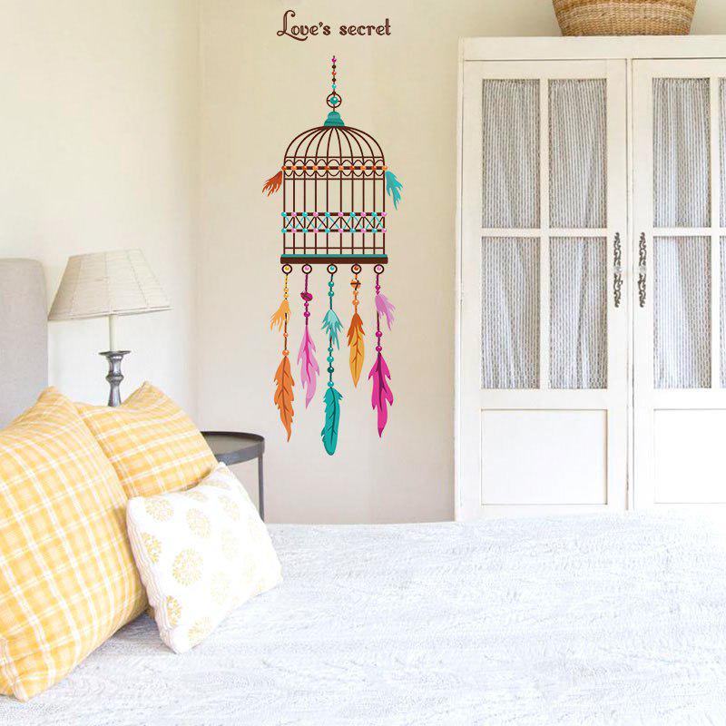 [sticker ]Feather Bird Cage Wall Stickers Home Decoration Living Room Bedroom Door Window Art Decor