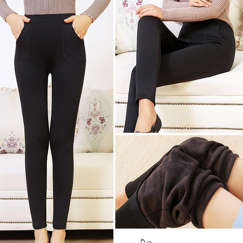 Plus Fleece Middle-aged and Elderly Outer Wear Leggings Women Autumn and Winter High Waist Plus Fleece Mother Pants Plus Size Warm Pants