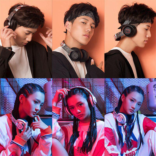 Angry Bear LED Lights Earphone Portable Folding Wireless Bluetooth Headphones with MIC Mp3 Player