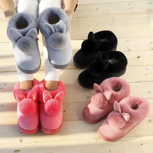 Cotton Slippers Women's Warmth Thick-soled Confinement Winter Couples Furnishings Cute Furry Indoor All-inclusive Heel Cotton Shoes