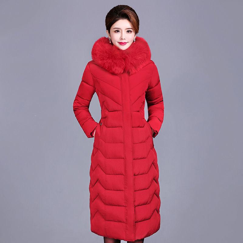Long Over-the-knee Thick Cotton-padded Jacket Middle-aged and Elderly Winter Jacket Cotton-padded Jacket Plus Size Cotton-padded Jacket for Ladies