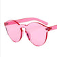 WTEMPO Rimless Transparent Colorful Oval Sunglasses Women Brand Deisgner Integrated Plastic Mens Sun