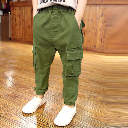 Boys Winter Velvet Pants Casual Trousers Kids Children Fashion Long Pants Baby Elastic Waist Pants