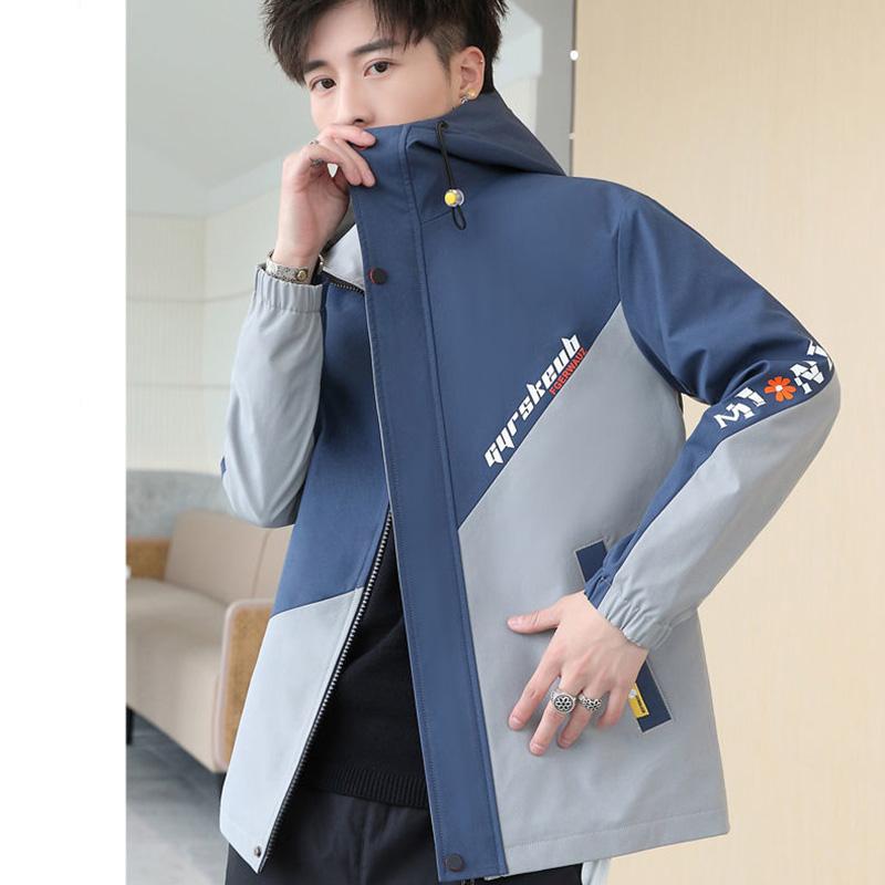 Spring Autumn Winter Jacket Men's Jacket Teen Student Windbreaker Trend Men's Top Men's Colorblock Hooded Jacket