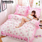 WTEMPO Thick Quilted lace Bedding set Bed set Princess Korean Girls White Pink Bed skirt set