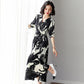 Floral skirt woman long dress large size long sleeve dress female spring and autumn clothing