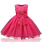 Girls Dress Net Gauze Tutu Skirt Rose Flower Bow Little Princess Birthday Show Dress