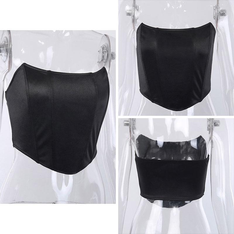 Sleeveless Sexy Corset Off Shoulder Velvet Crop Tops Vest Female Underwear Backless Bustier Top Solid Summer Women's Clothing Halter Bar